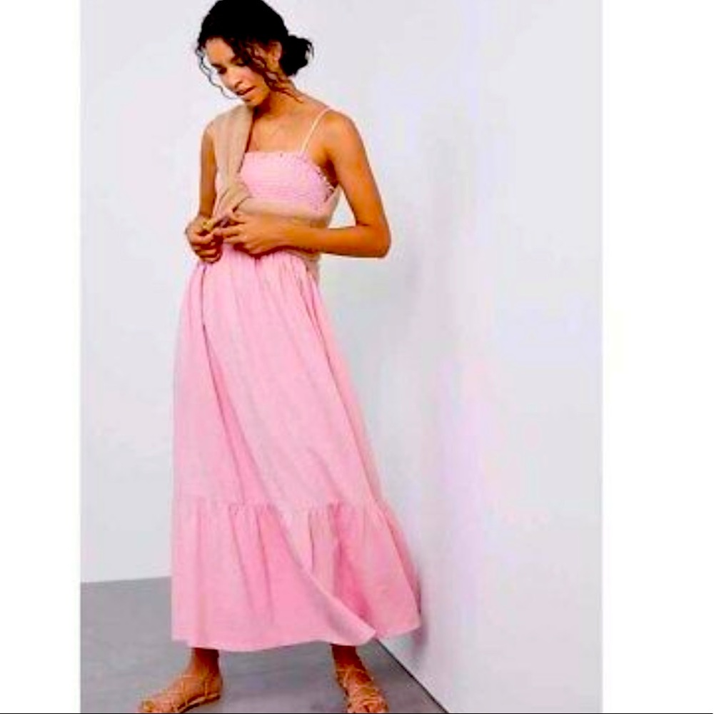 DAILY PRACTICE BY ANTHROPOLOGIE Flounced Maxi Dress Rose Pink